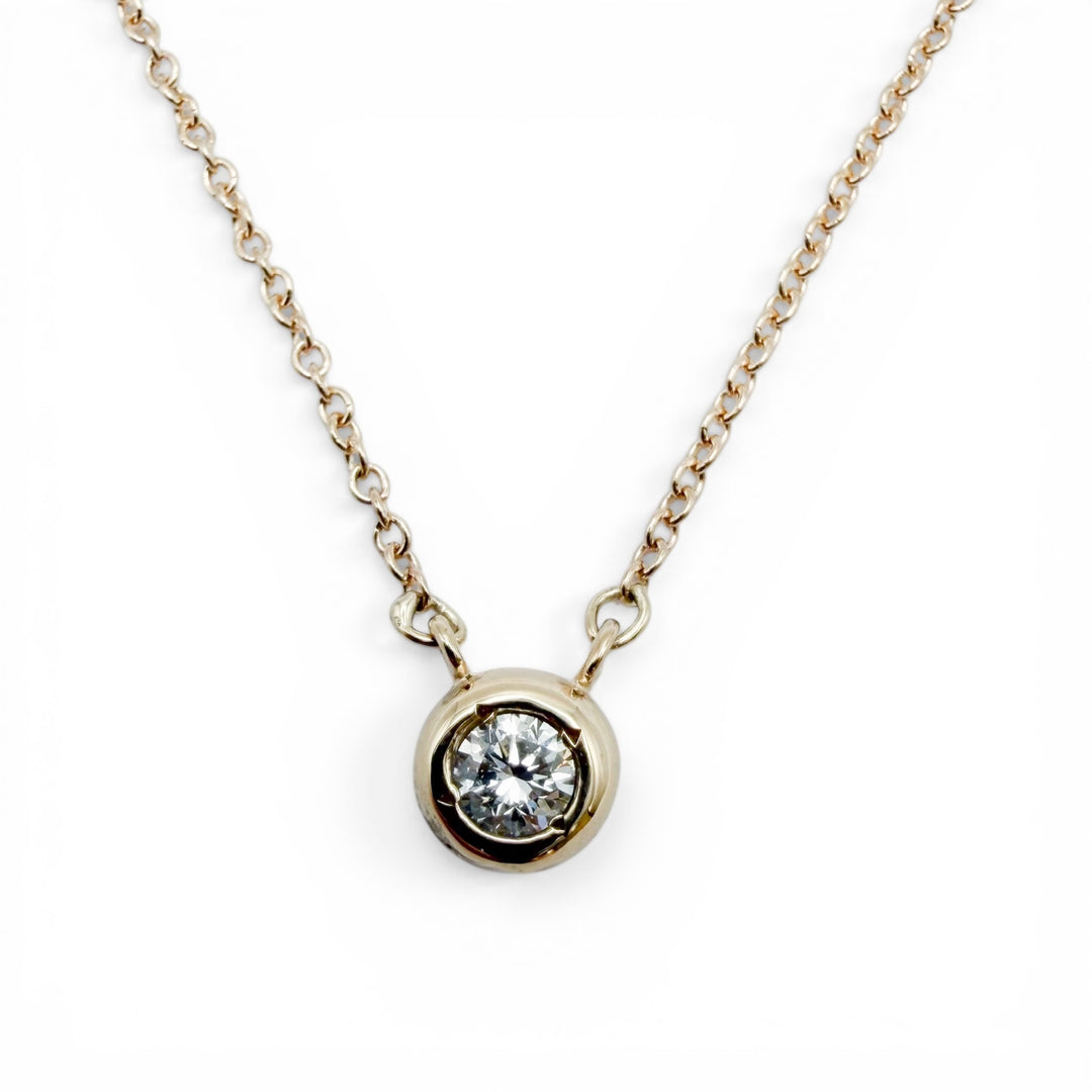 14k Yellow Gold Bezel Diamond Pendant