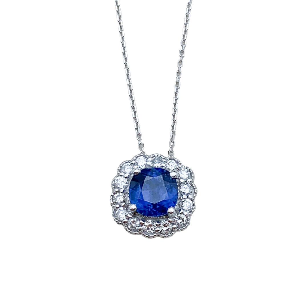 14k White Gold Halo Diamond Pendant