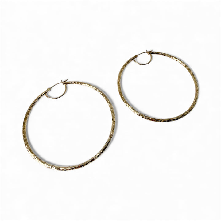 14k Yellow Gold Large Hoop Estate Earrings