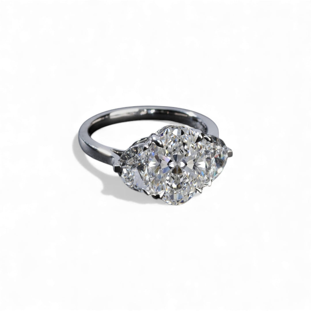 14k White Gold 3 Stone Lab Grown Diamond Engagement Ring
