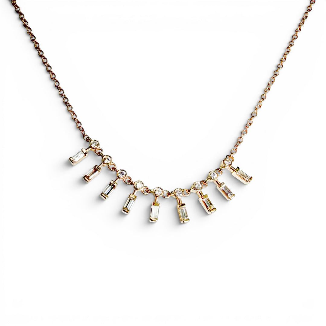 14k Yellow Gold Collar Diamond Necklace
