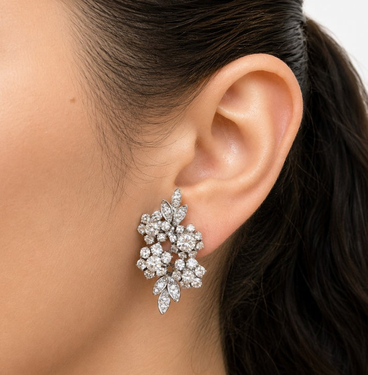 Vintage Floral Diamond Earrings