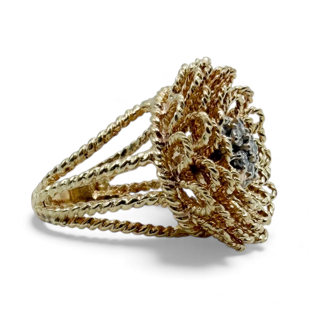 14k Yellow Gold Flower Estate Ring