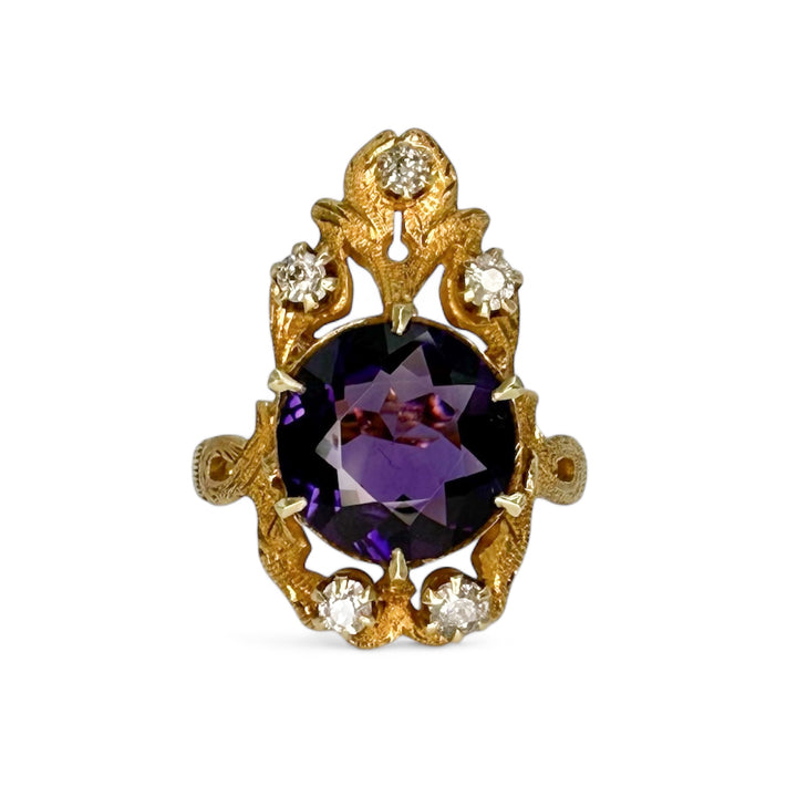14k Yellow Gold Amethyst Estate Ring