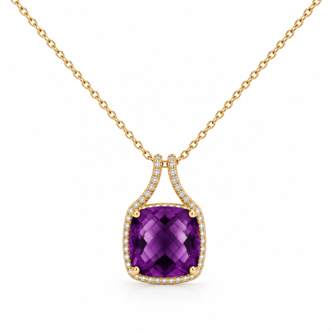 14k Yellow Amethyst Pendant