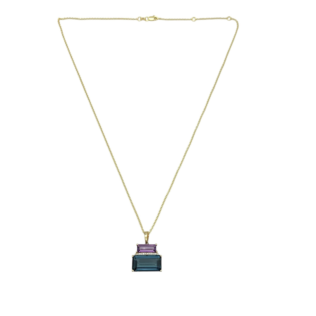 14k Yellow Gold Drop Amethyst Necklace