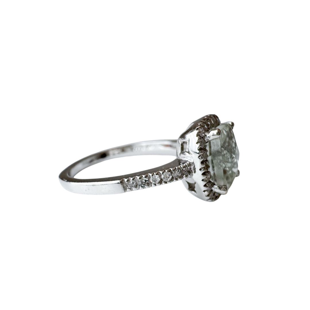14k White Gold Halo Estate Ring