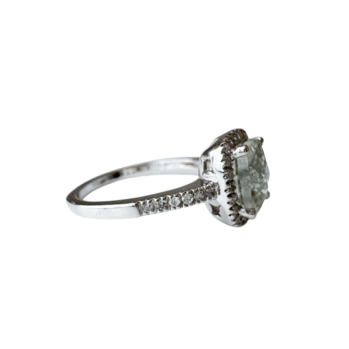 14k White Gold Halo Estate Ring