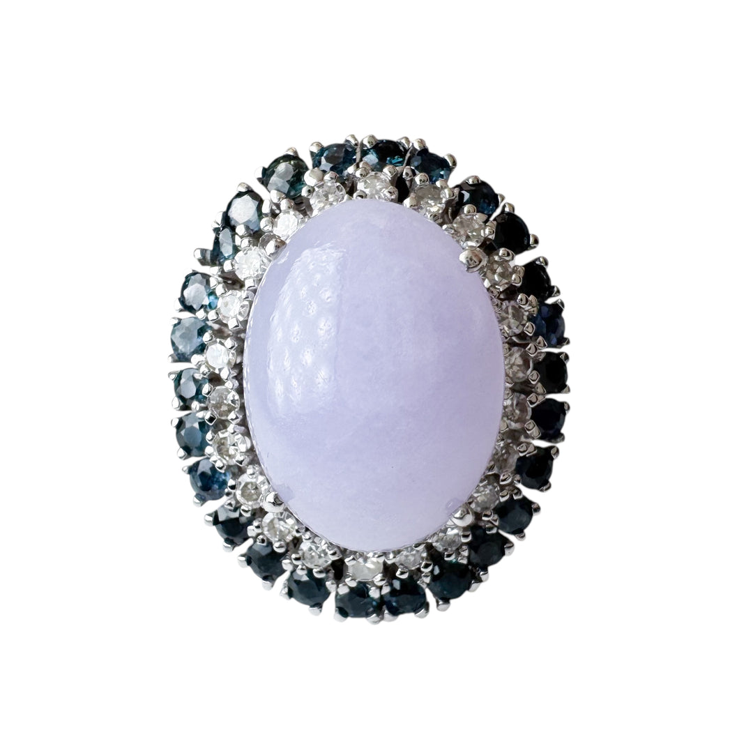 14k White Gold Cocktail Ring Jade Estate Ring