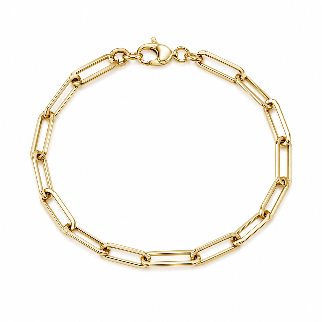 14k Yellow Gold Paper Clip Bracelet
