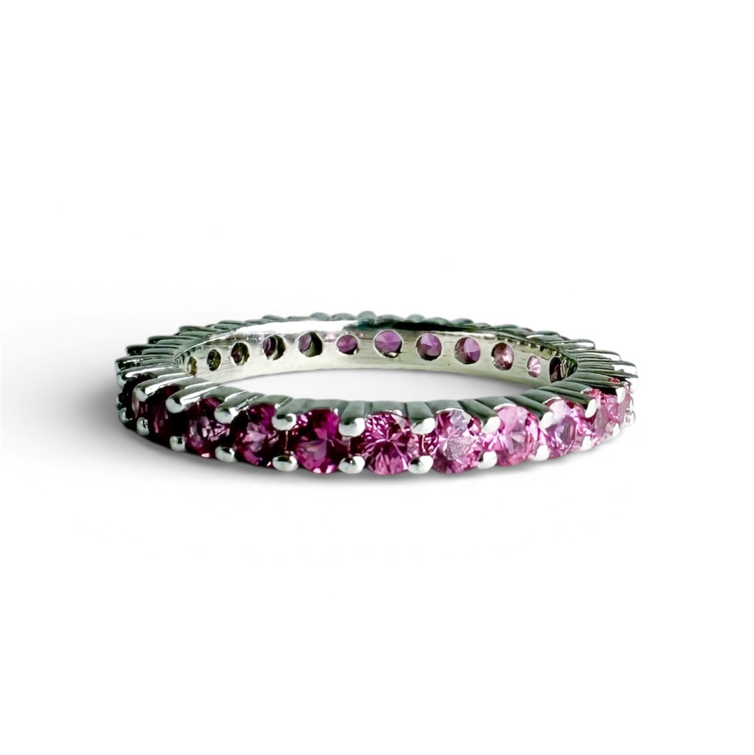 14k White Gold Eternity Pink Sapphire Estate Ring