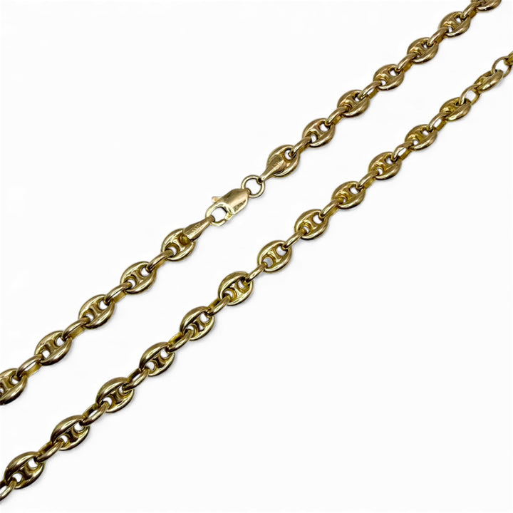 14k Yellow Gold Puffed Anchor Estate Chain