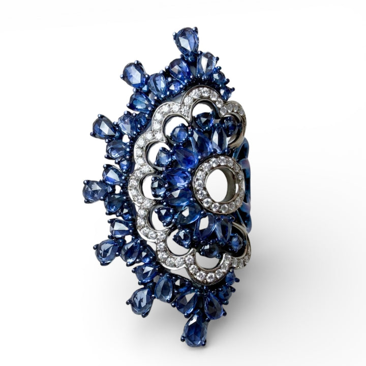 Estate Titanium Sapphire Giovanni Ferraris Designer Ring