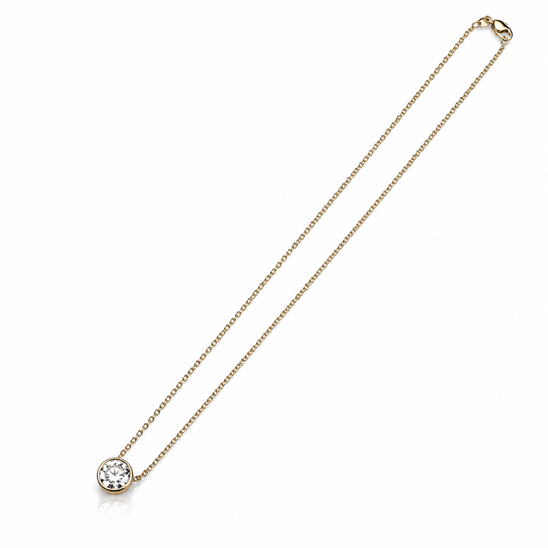 14k Yellow Gold Bezel 1.08ct Lab Grown Diamond Pendant