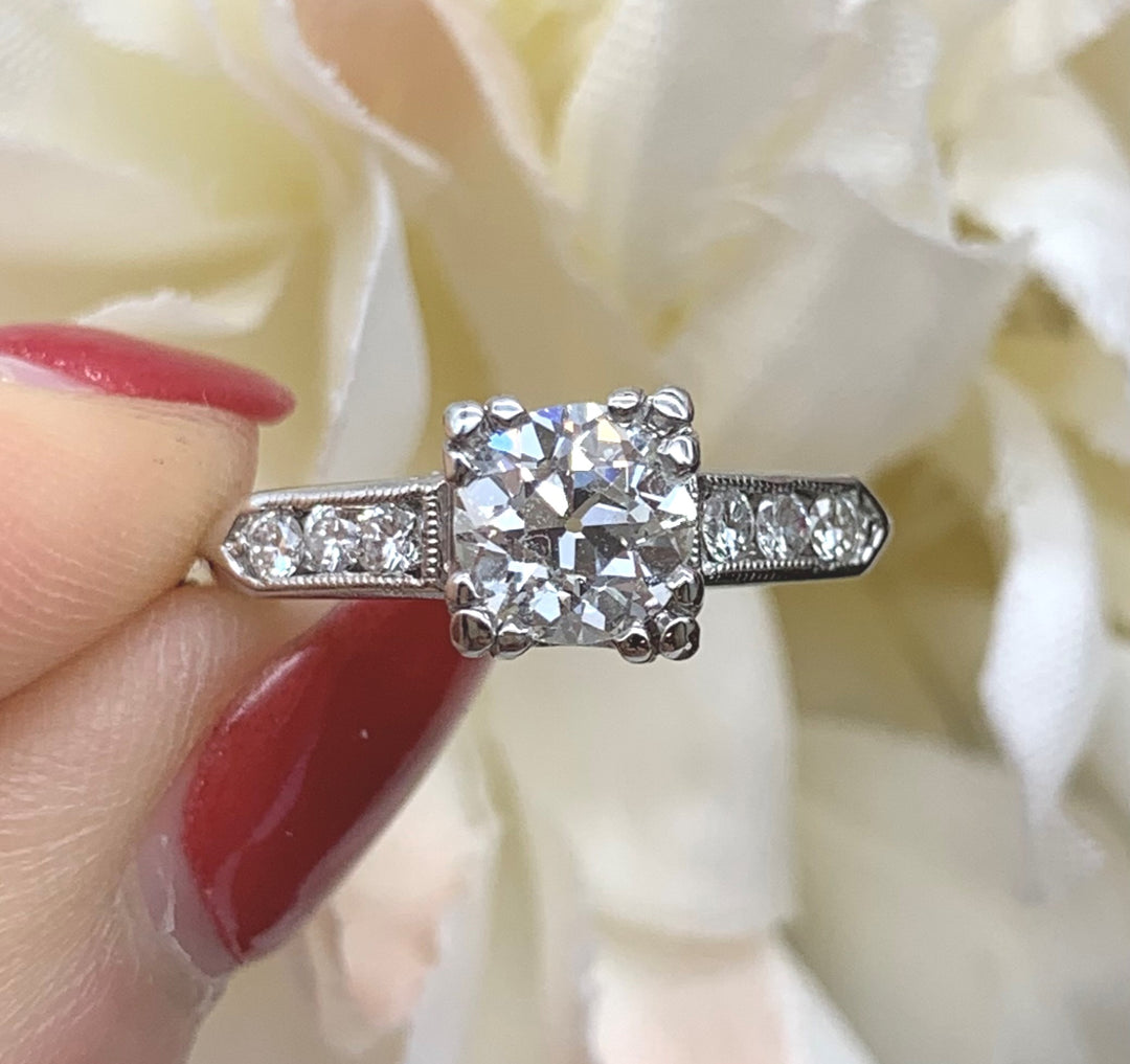 Platinum Antique Diamond Estate Ring