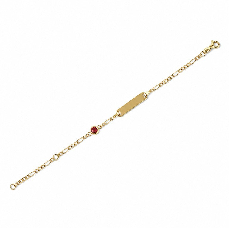 14k Yellow ID July Birthstone Children&