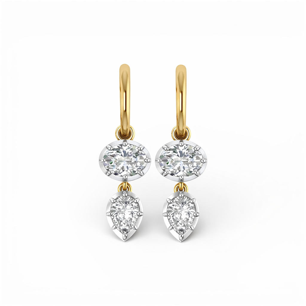 14k Two Tone Lab Grown Diamond Earrings