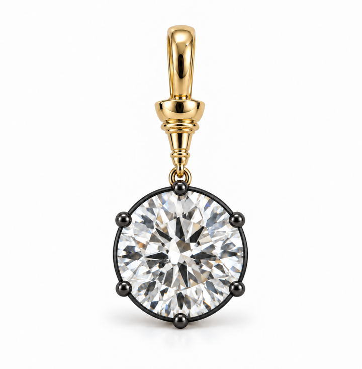 14k Yellow Lab Grown Round Diamond Pendant