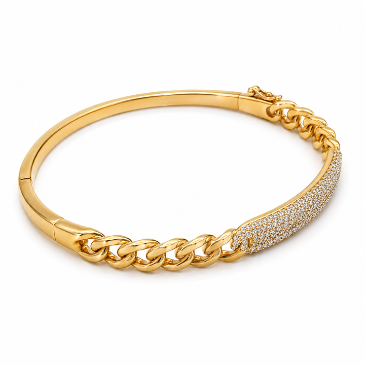 14k Yellow Gold Bangle Diamond Bracelet