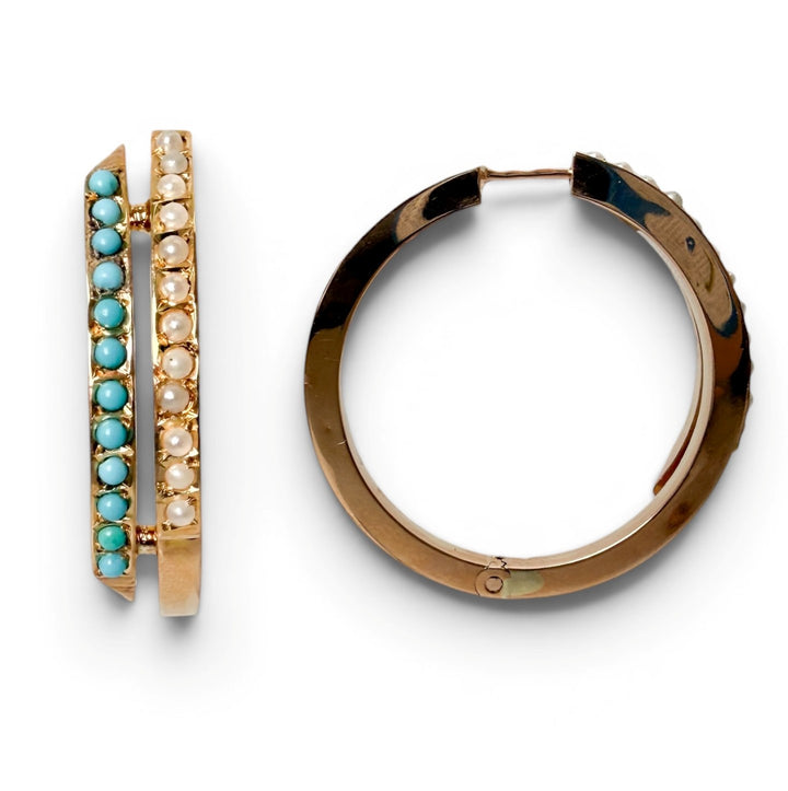 Antique 18k Rose Gold Large Hoops