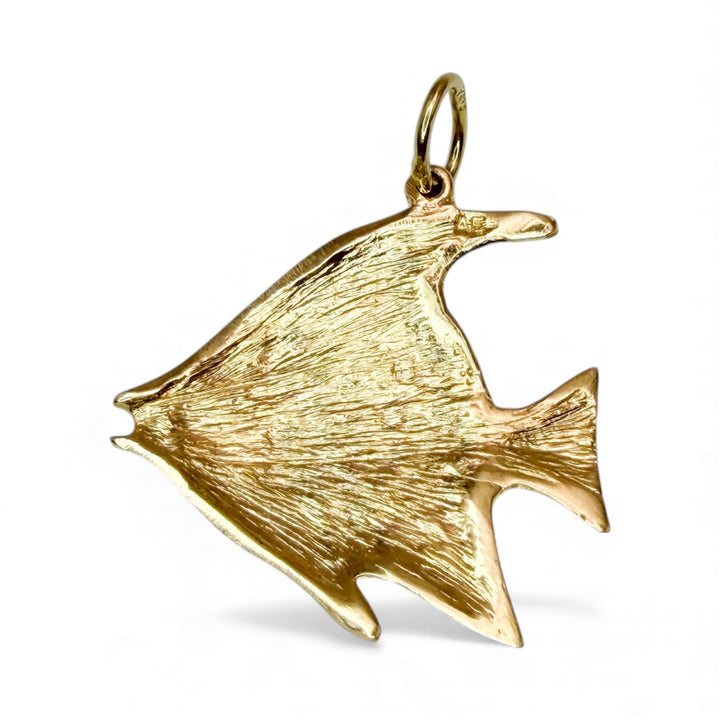 14k Yellow Gold Estate Angel Fish Pendant