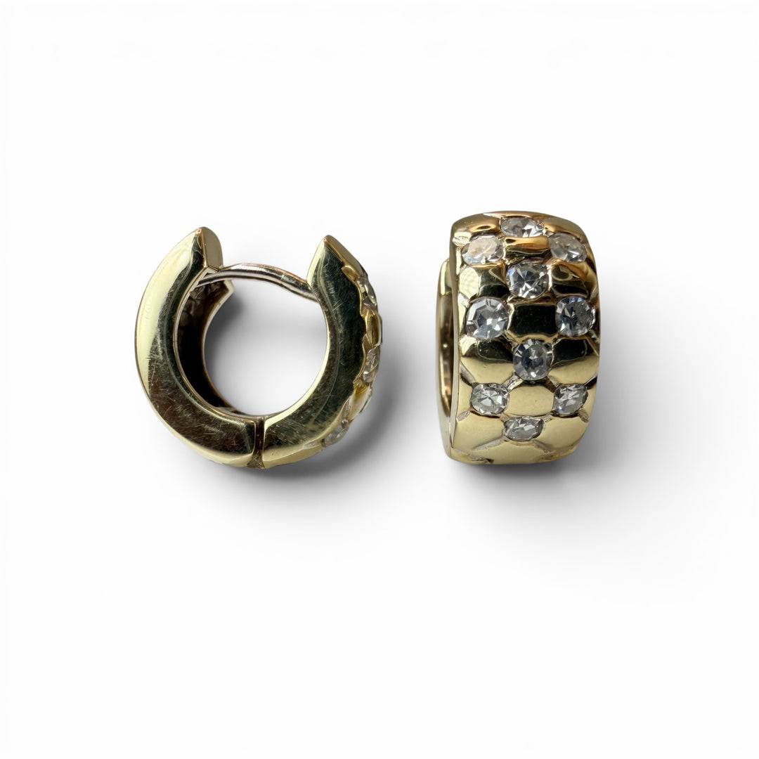 14k Yellow Gold Huggies Diamond Estate Earrings