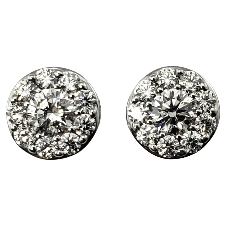14k White Gold Cluster Diamond Earrings 0.50 cttw