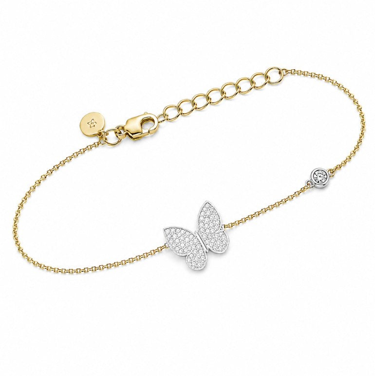 14k Two Tone Diamond Estate Butterfly Bracelet