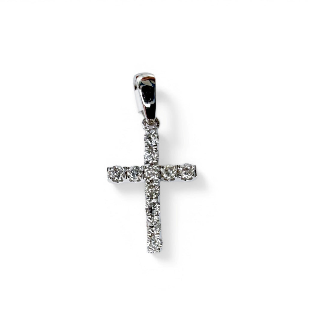 14k White Gold Cross Diamond Pendants