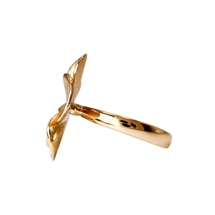 14k Yellow Gold Plumeria Diamond Estate Ring