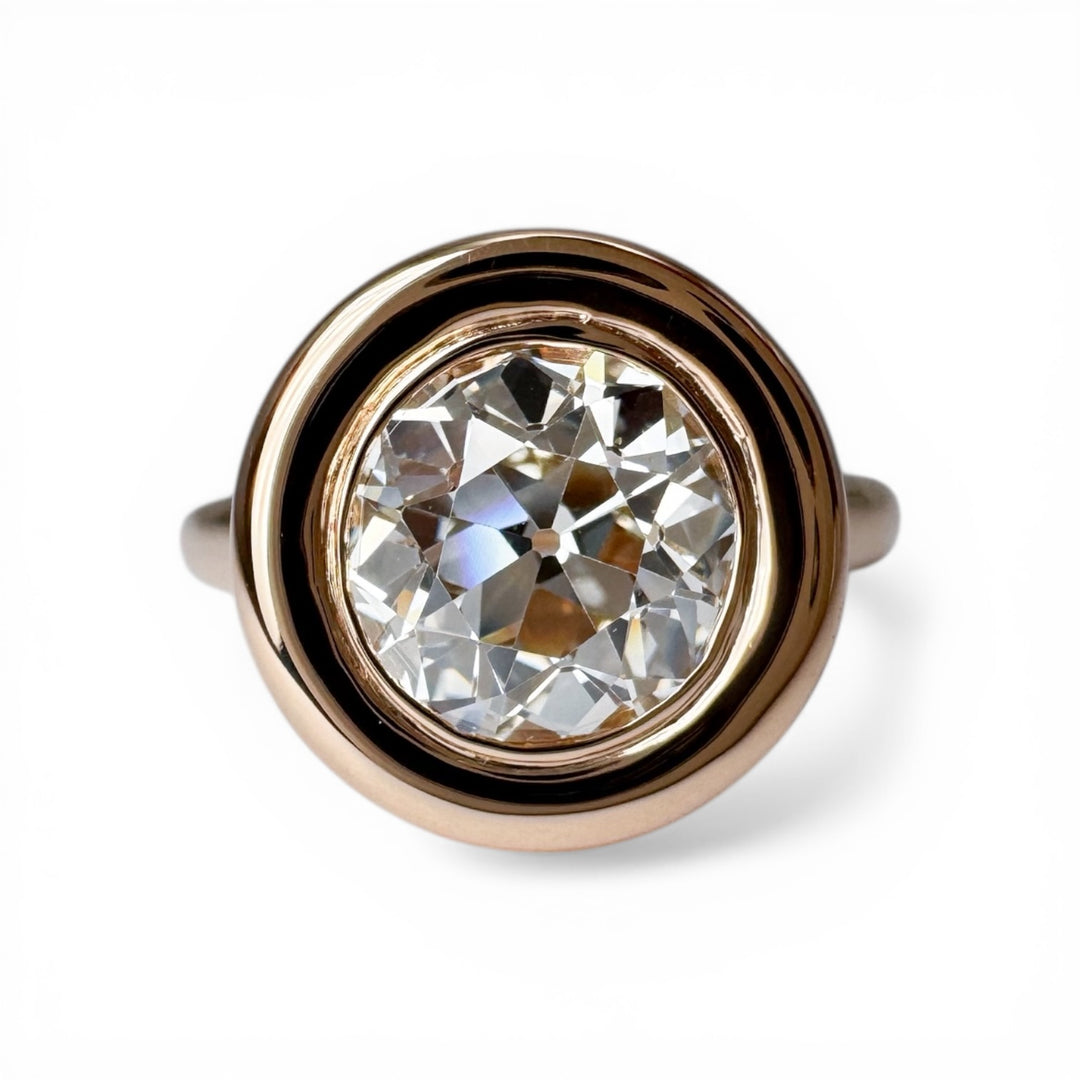 18k Yellow Gold Old Bezel European Diamond Ring