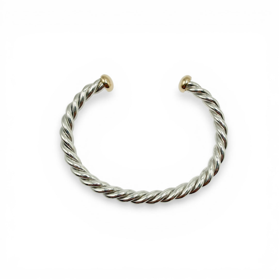 Sterling Silver Two Tone Bangle Estate Bracelet