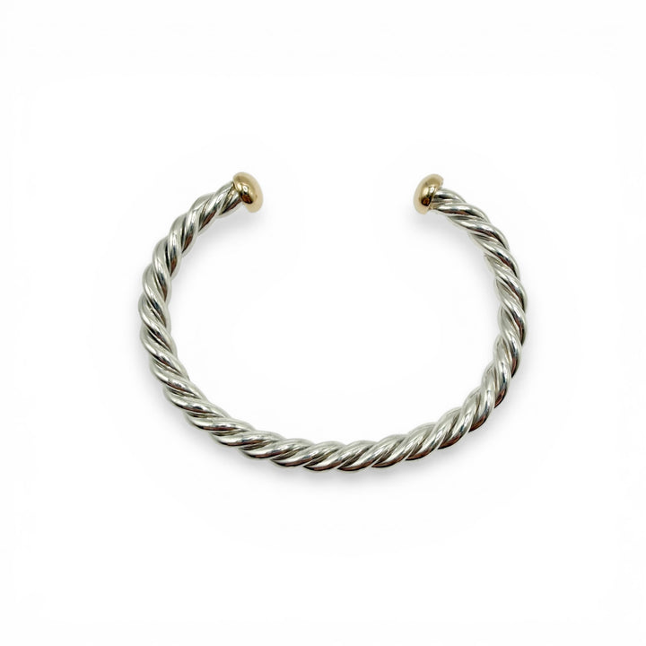 Sterling Silver Two Tone Bangle Estate Bracelet