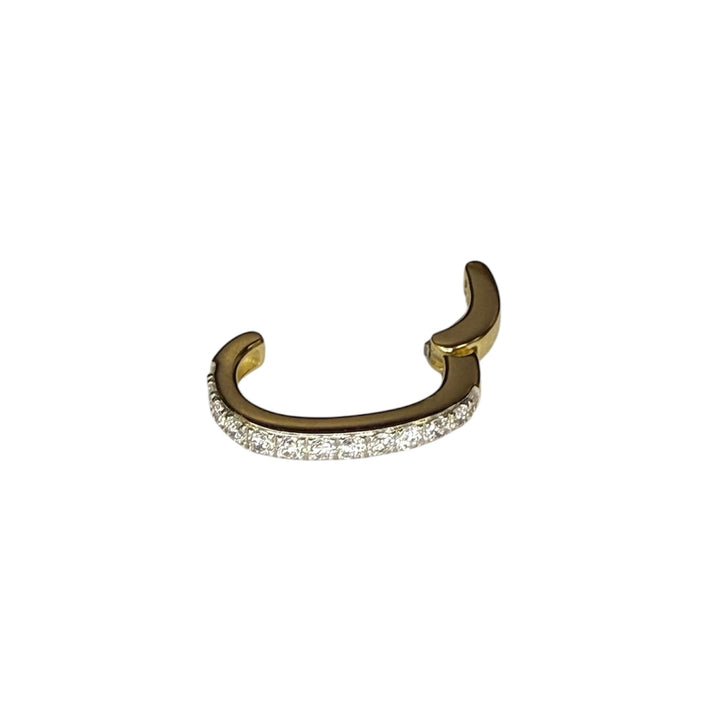 14k Two Tone Huggie Diamond Ear Cuff