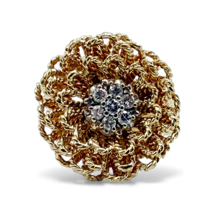 14k Yellow Gold Flower Estate Ring