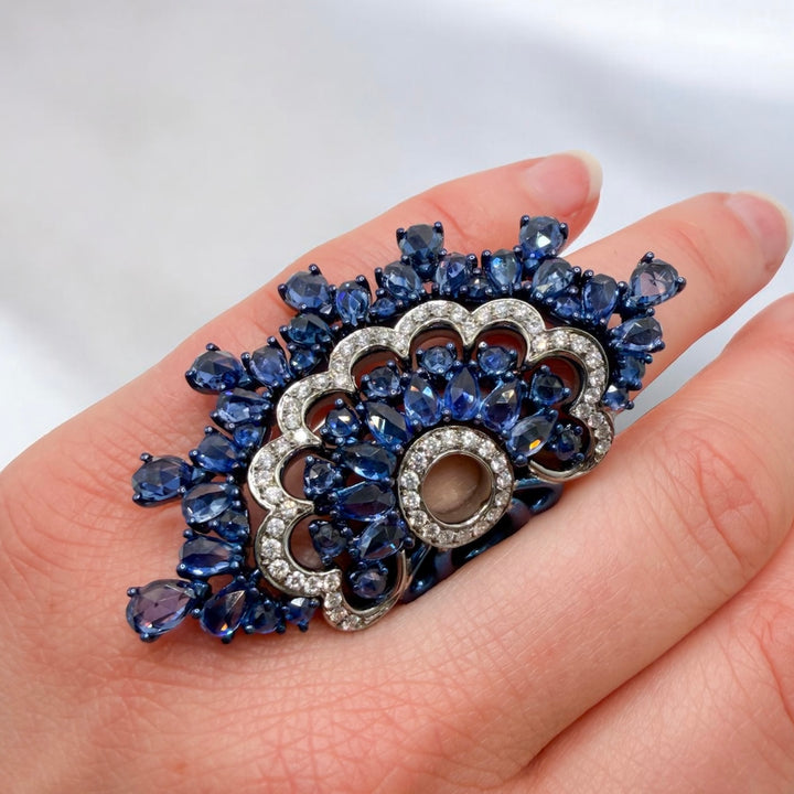 Estate Titanium Sapphire Giovanni Ferraris Designer Ring