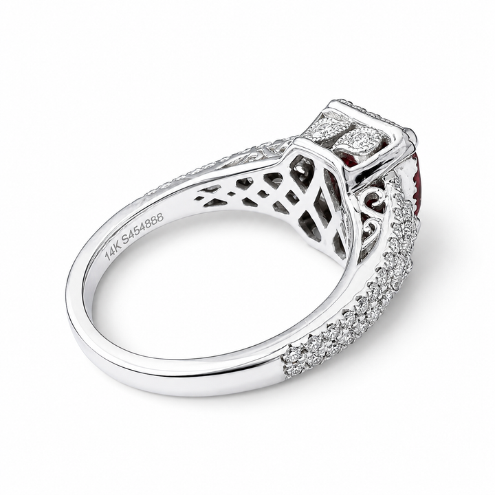 14k White Gold Spinel Diamond Halo Ring