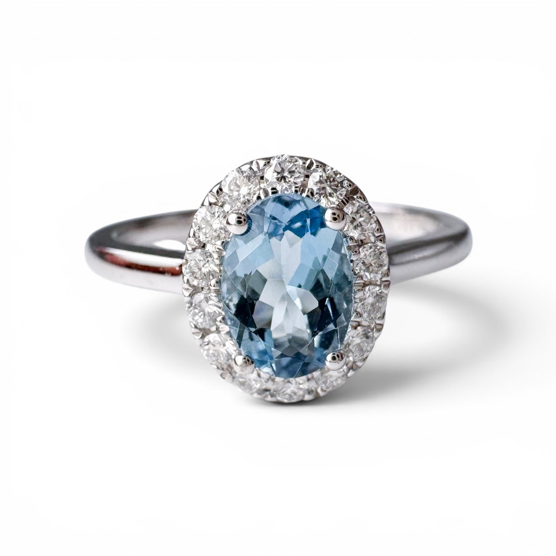14k White Gold Aquamarine Gemstone Ring