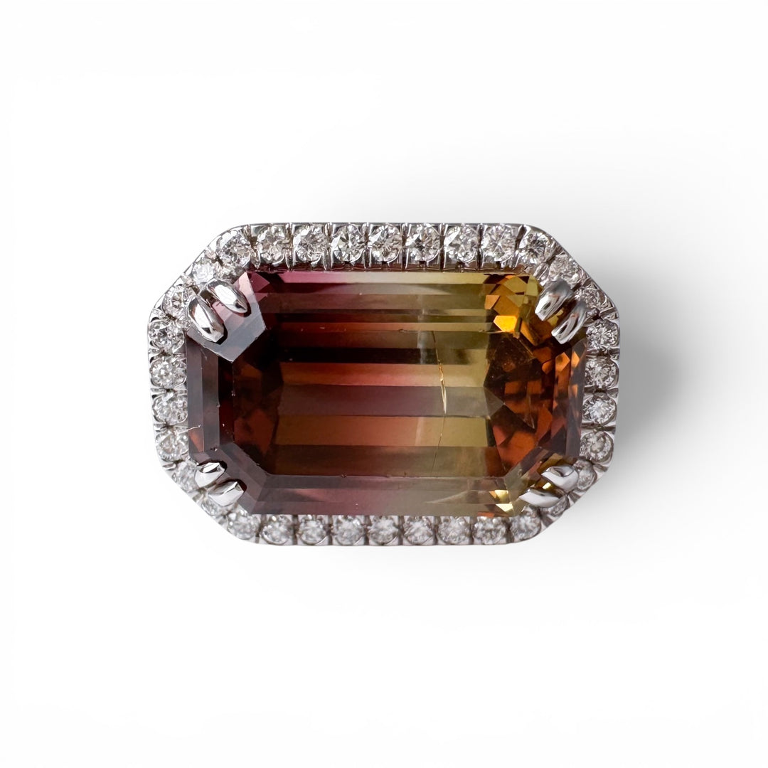 14k White Gold Tourmaline Halo Ring