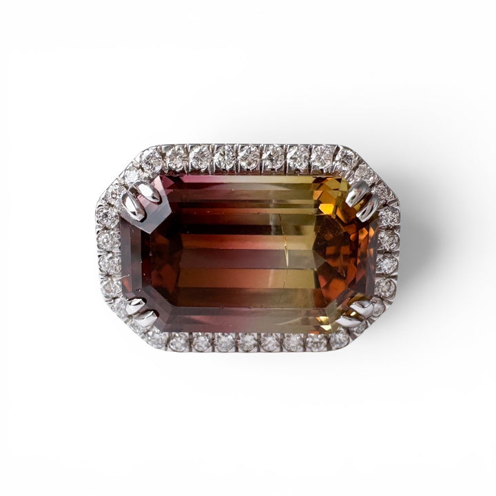 14k White Gold Tourmaline Halo Ring