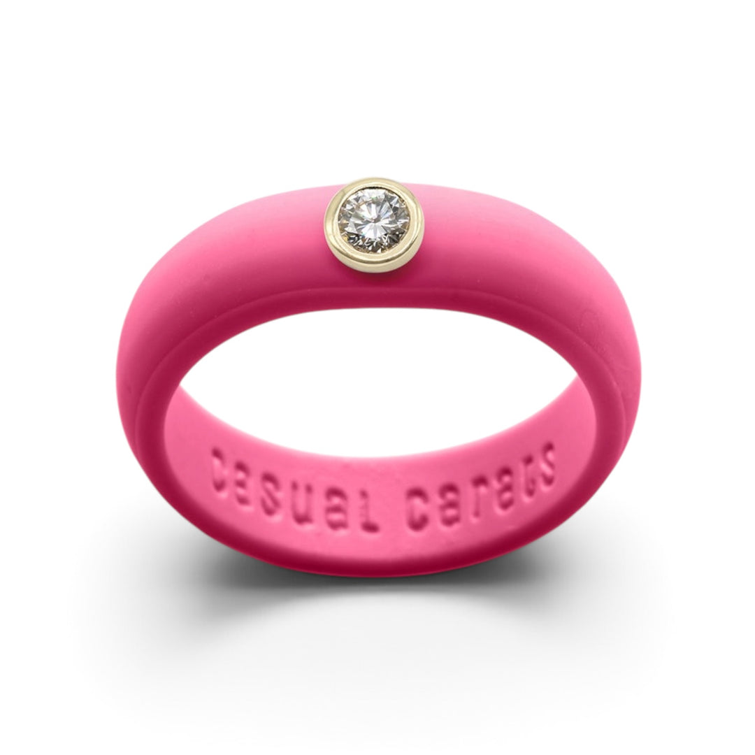 14k Yellow Round Lab Diamond Silicone Ring
