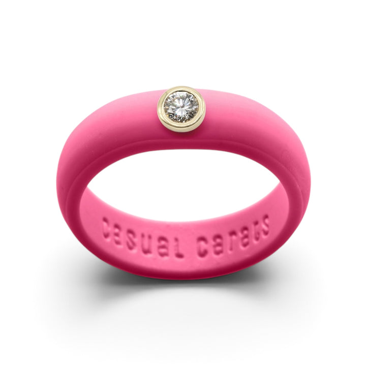 14k Yellow Round Lab Diamond Silicone Ring