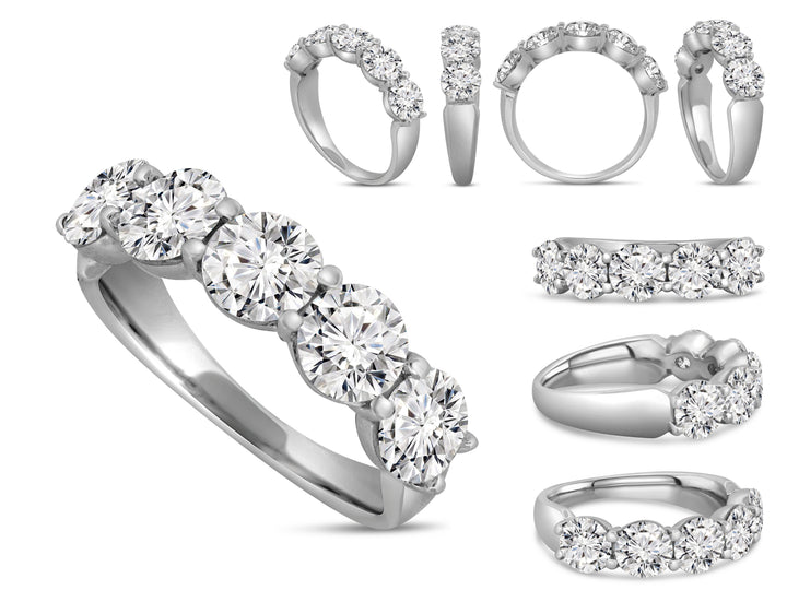Platinum 5 Stone 2.52ctw Round Diamond Wedding Band