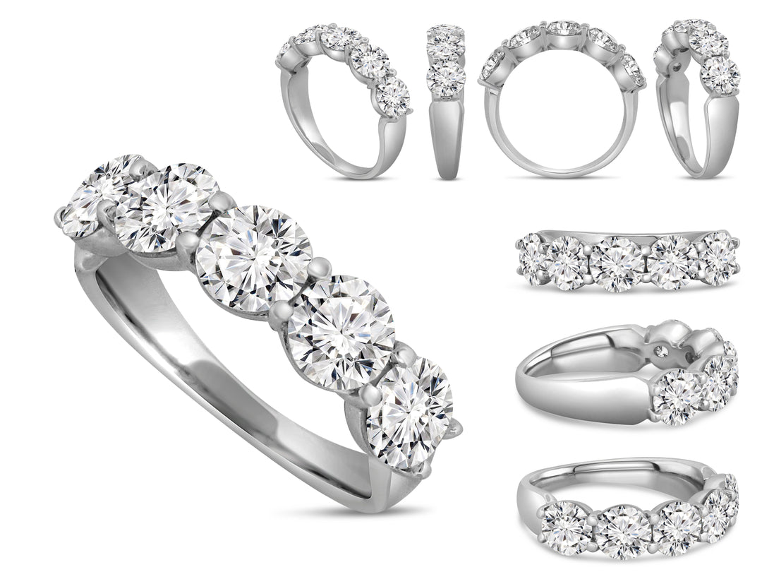 Platinum 5 Stone 2.52ctw Round Diamond Wedding Band