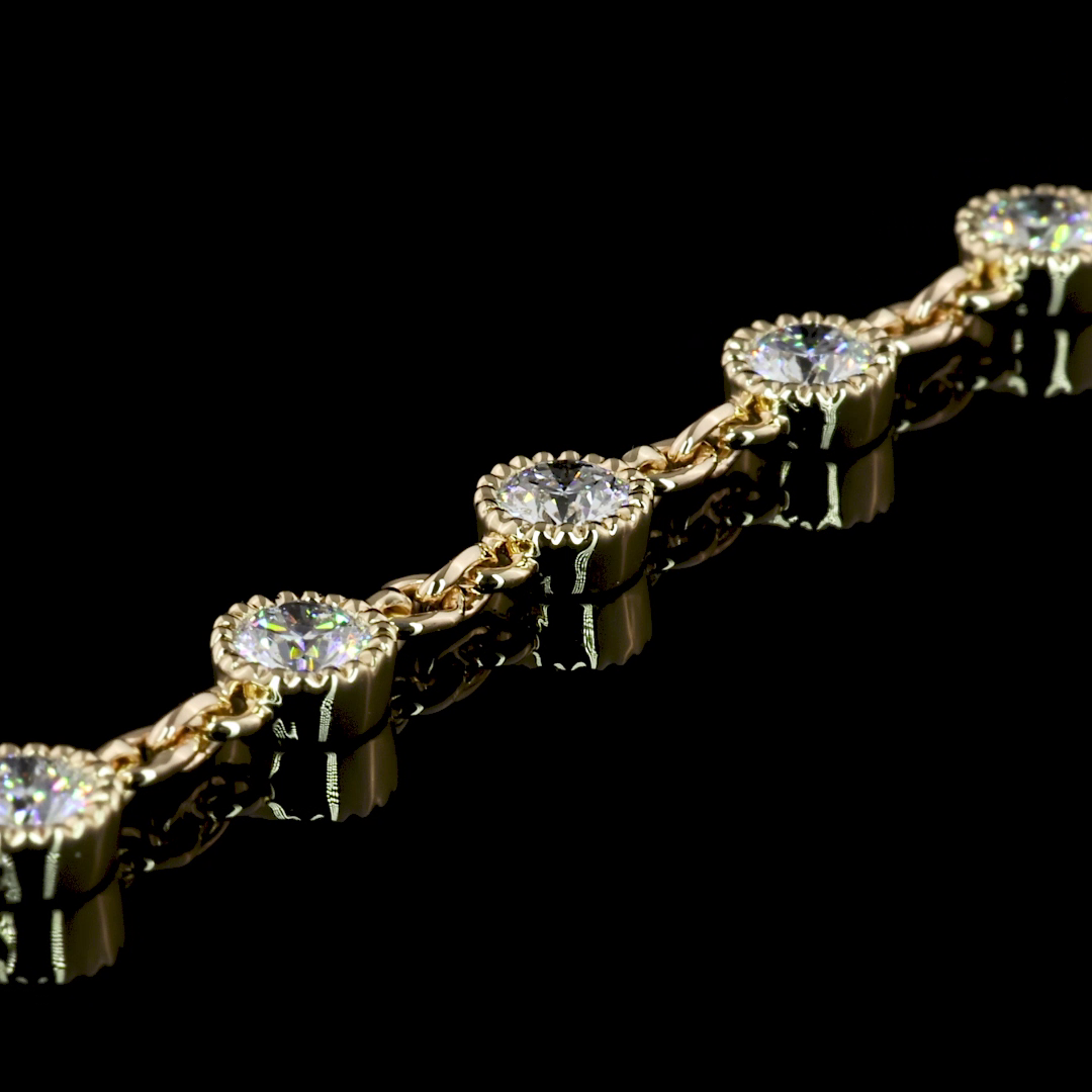 14k Yellow Gold Bezel Lab Grown Diamond Necklace