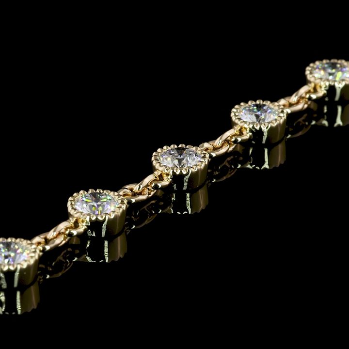 14k Yellow Gold Bezel Lab Grown Diamond Necklace