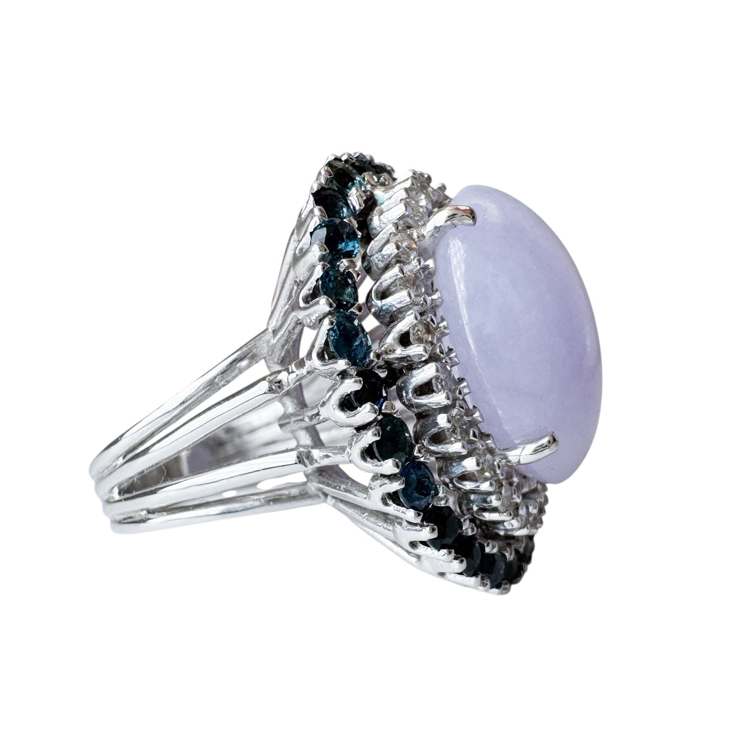 14k White Gold Cocktail Ring Jade Estate Ring