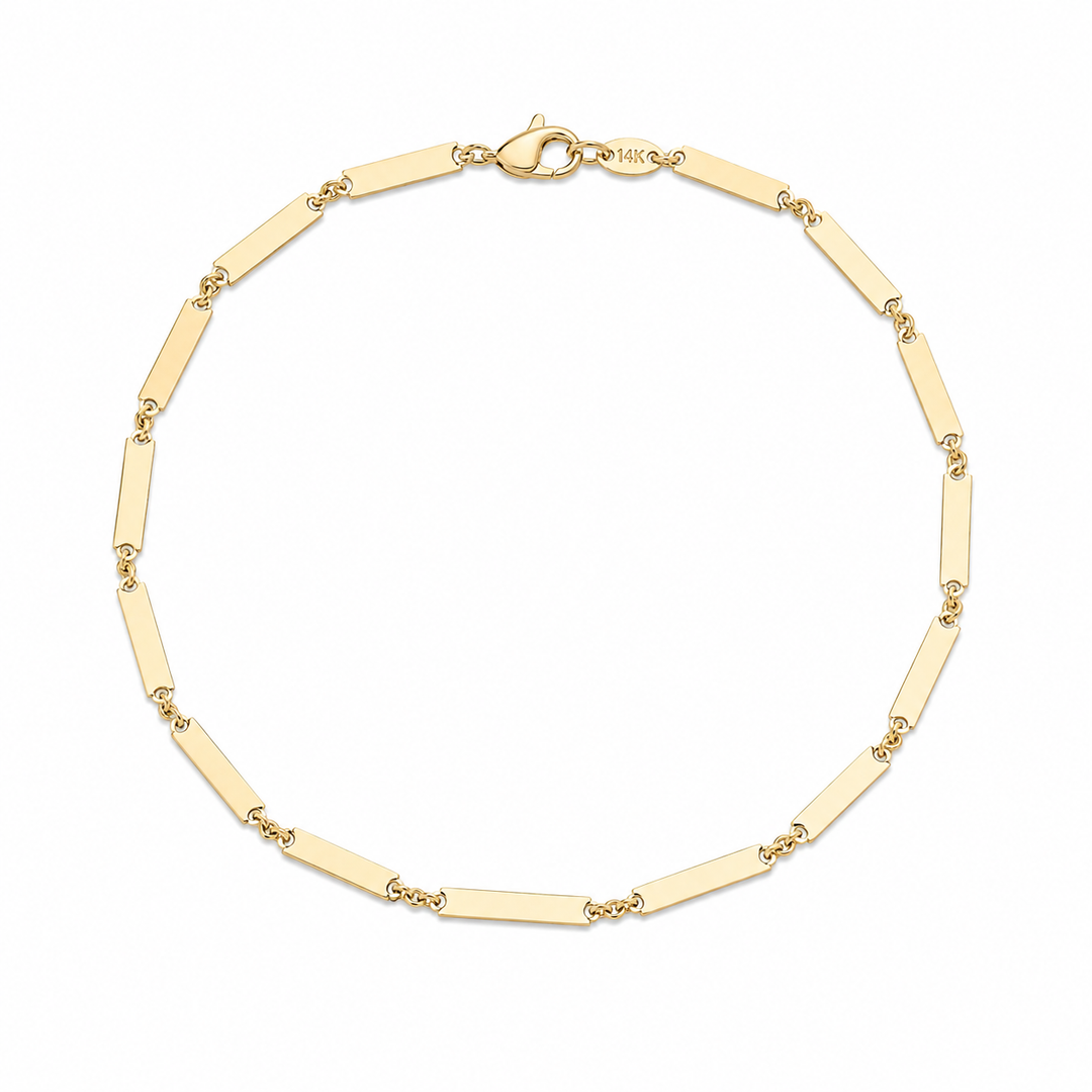 14k Yellow Bar Ankle Bracelet 9 inch