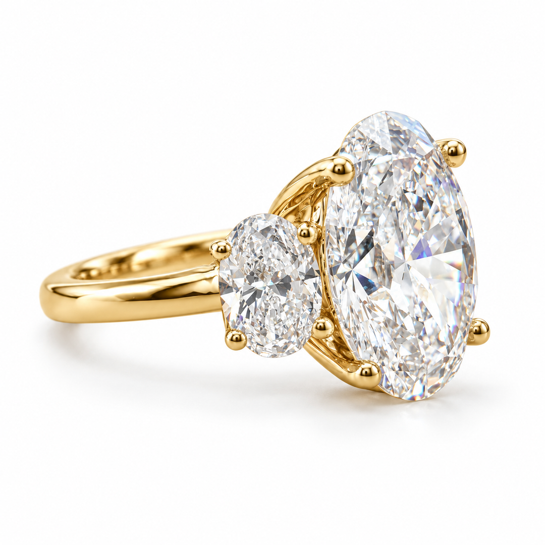 14k Yellow 3 Stone Lab Grown Diamond Engagement Ring