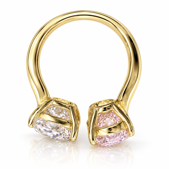 14k Yellow 2 Stone Lab Grown Diamond Ring